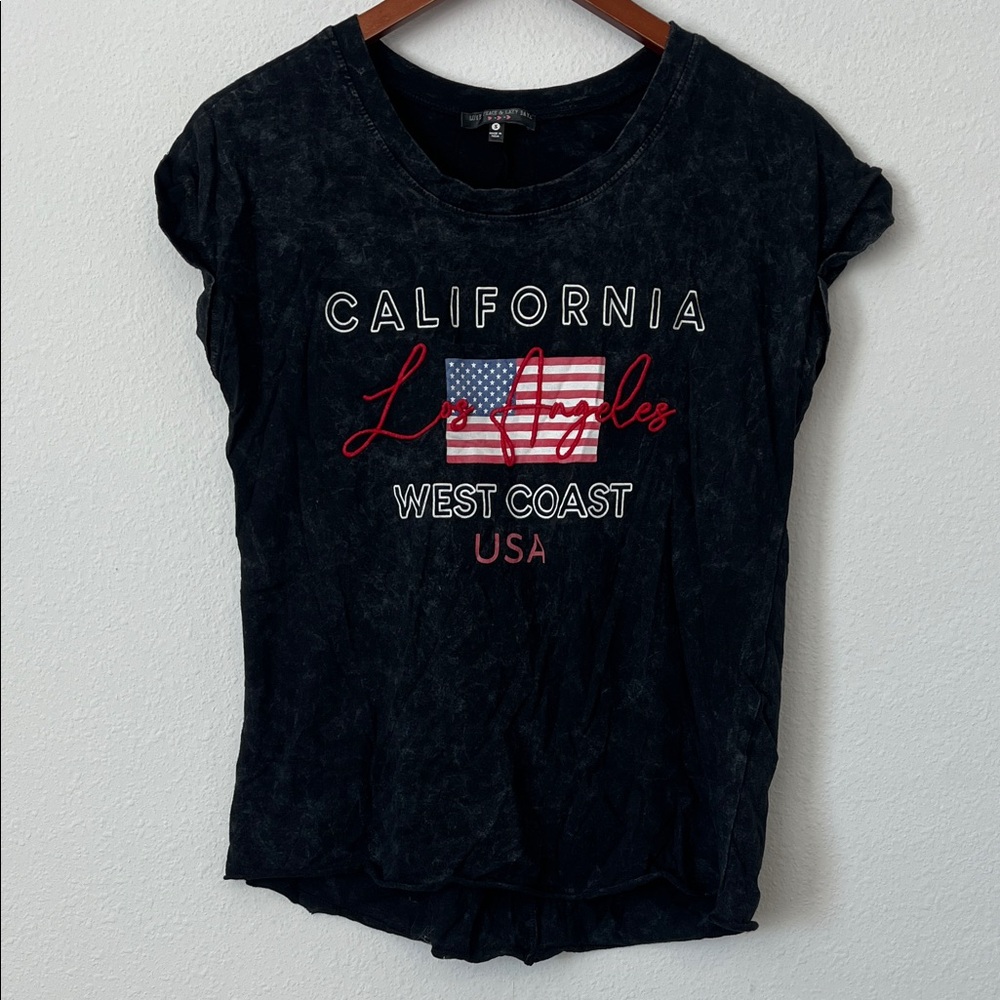 Boutique Black California Graphic Embroidered Short Sleeve T-Shirt